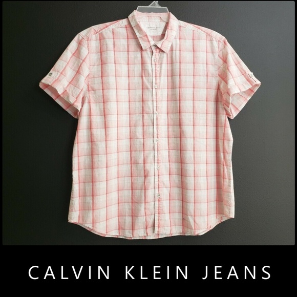 Calvin Klein Shirts Calvin Klein Men Short Sleeve Plaid Check Shirt